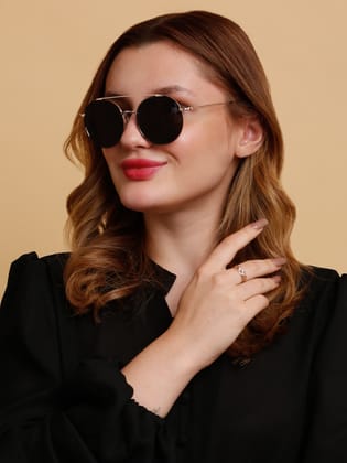 SUNNIES Large Full Frame Metal Round Solid Polarized Women Sunglasses-SNS-11683-C201
