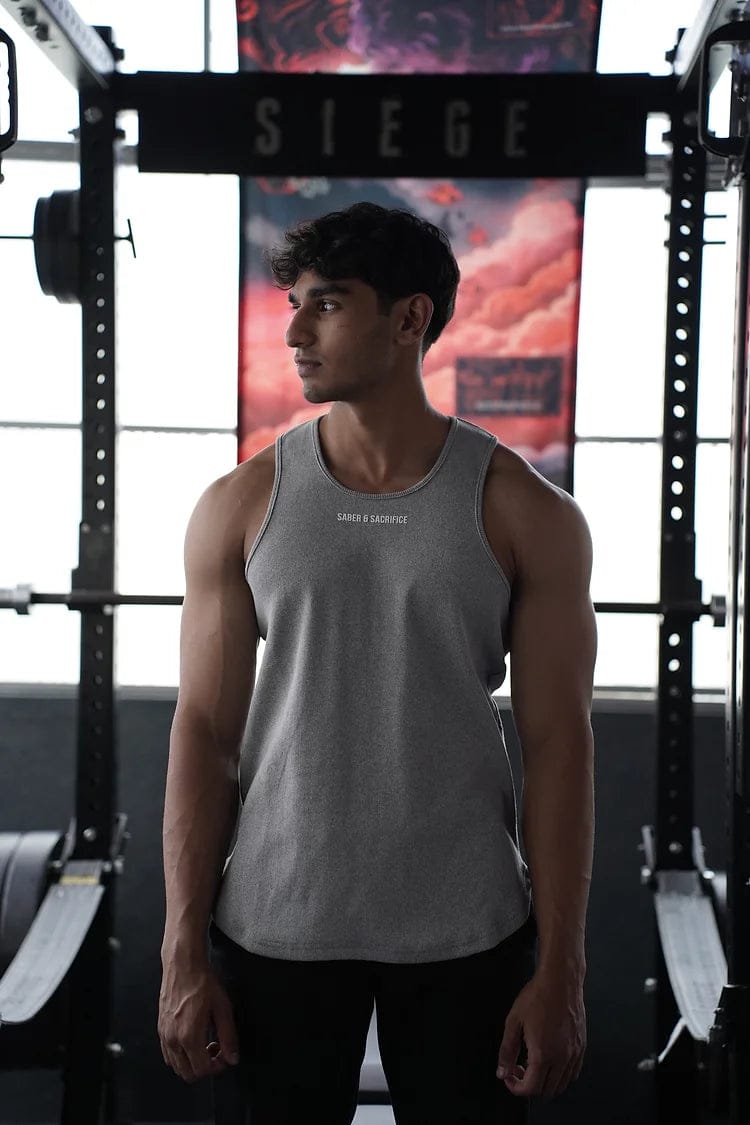 The Ribbed Tank V2 [GREY MELANGE]-XL