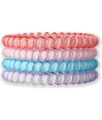 FOK 4 Pcs Spiral Transparent Elastic Hair Tie Rubber Bands For Girls and Women