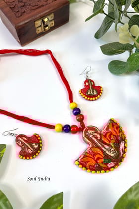 Handmade Terracotta Warli Art Jewellery Set