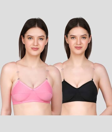 TCG Pack of 2 Cotton Blend Non Padded Women's Everyday Bra ( Black )