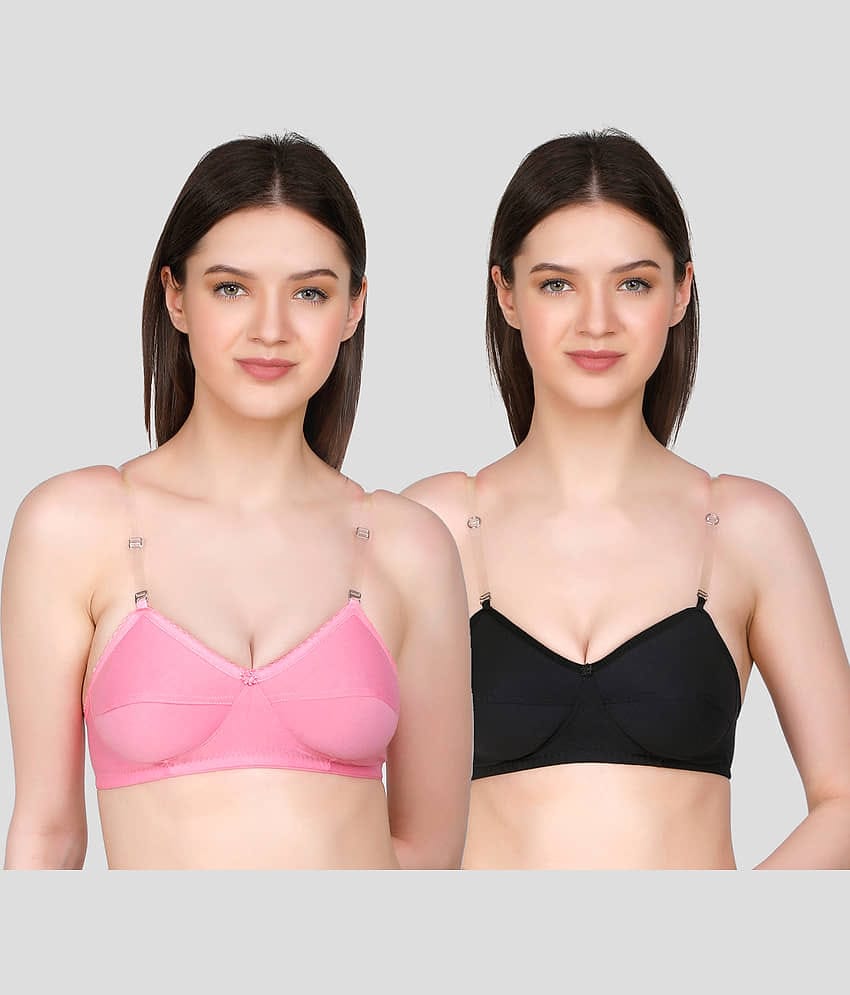 TCG Pack of 2 Cotton Blend Non Padded Women's Everyday Bra ( Black )