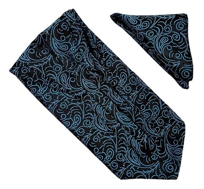 VOICI France Men's Self-Design Cravat Ascot NeckTie for Men Free Size Microfiber Fabric-Black with Blue VOICI France Men's Self-Design Cravat Ascot NeckTie for Men Free Size Microfiber Fabric-Black with Blue