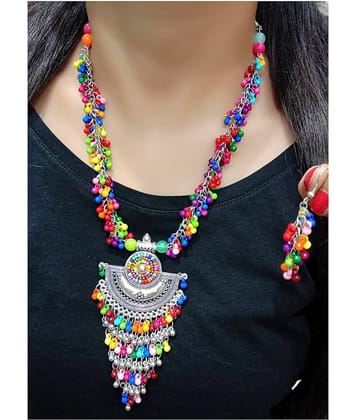 Molika Alloy Multi Color Long Haram Contemporary/Fashion Oxidised Necklaces Set