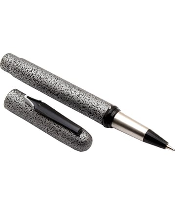 Srpc Unique Magnetic Cap Ballpoint Pen Cement Rock Design Matte Gray & Black Metal Body Blue Refill