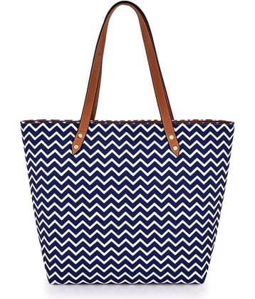Lychee Bags Tote Bag Canvas Set of 1 ( Blue )