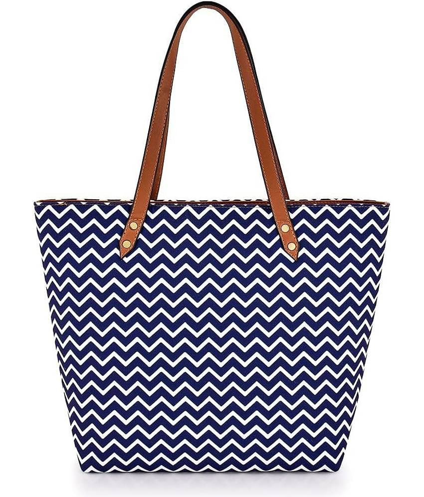 Lychee Bags Tote Bag Canvas Set of 1 ( Blue )