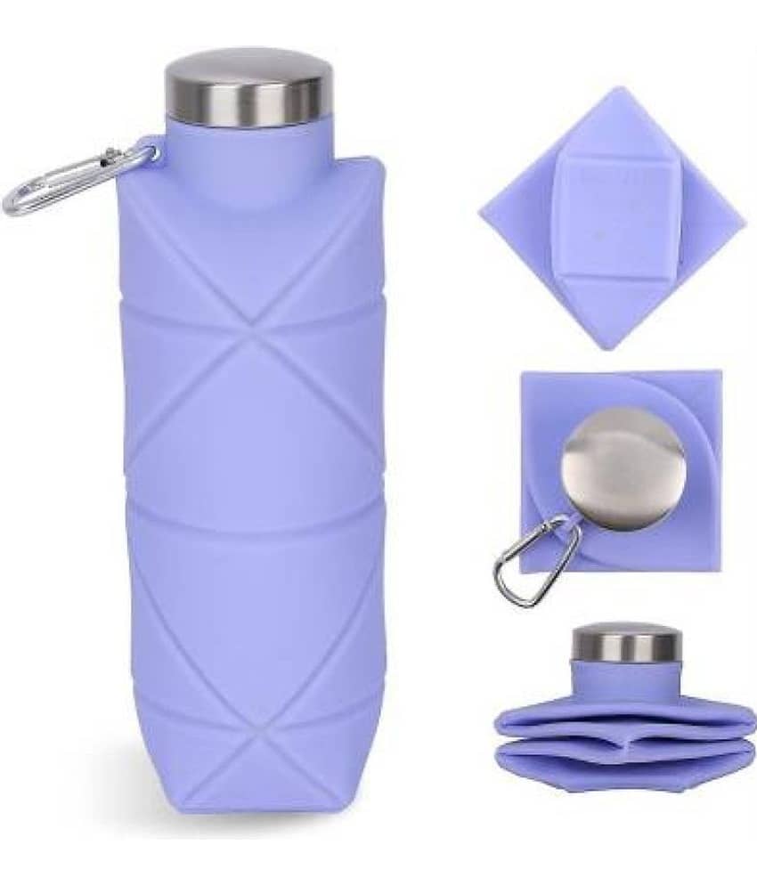 Shopeleven Foldable Water Bottles for Travel, Gym Blue Silicone Water Bottle 700 mL ( Set of 1 )