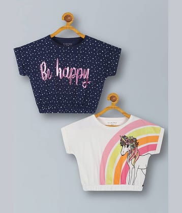 PLUM TREE Pack of 2 Girls 100% Cotton Top ( Blue )