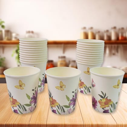 DHRUVINSRI Disposable Paper Cups for Tea & Coffee – 24 Pcs Set, Mix Color & Design,Leak-Proof, Durable, Ideal for Parties, Events, and Daily Use
