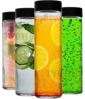 CROCO JAR Pack of 4 Glass Water Bottle 750 ML. Transparent Glass Water Bottle 750 mL ( Set of 4 )