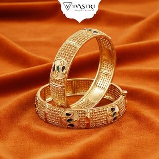 Vivastri Premium Designer Alloy Brass 1 Gram Gold Plated Bangles Kangan Kada for Women Girls- VIVA1069BG2.4 Vivastri Premium Designer Alloy Brass 1 Gram Gold Plated Bangles Kangan Kada for Women Girls- VIVA1069BG2.4