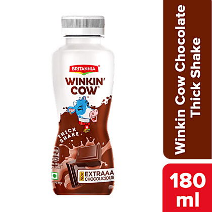 Britannia Winkin Cow Chocolicious Thick Milk Shake - Rich In Calcium, 180 ml Pet Bottle