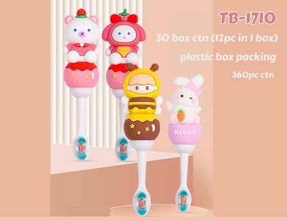 Cute 3D Kawaii Animal Shape Microfiber Soft Bristles Toothbrush with Travel Case for Kids Age 2+-Honeybee