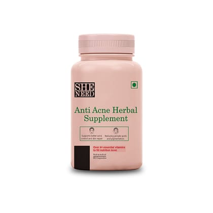 Anti-acne herbal supplement-with 4+herbal ingredients,reduces acne from root,Vegan - 60Capsule