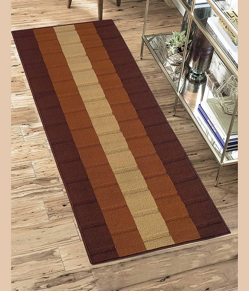 Status Brown Polypropylene Carpet Abstract 2x5 Ft