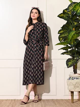 Heritage Black A-Line Dress-S