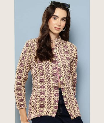 Aarika Women Woollen Shirt Collar Cardigan ( Purple )