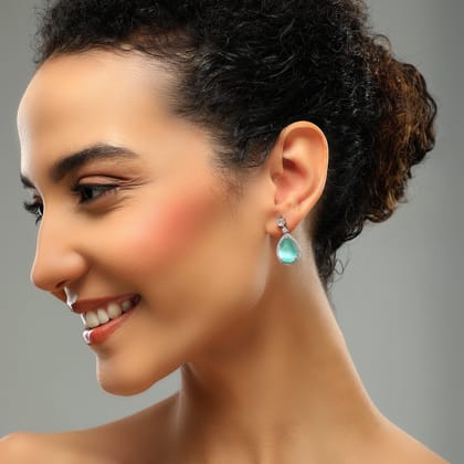 Astrid Mint Diamond Earrings-CZ DIAMOND/STONE / MINT