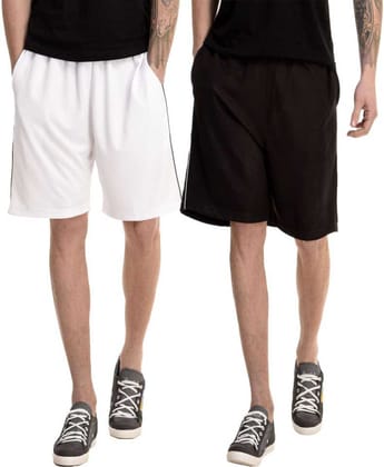 Dee Mannequin Jolly Cotton Shorts for Men Set of 2 (White / Black)-32