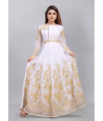 Aika - Wine Anarkali Georgette Women's Semi Stitched Ethnic Gown ( Pack of 1 )