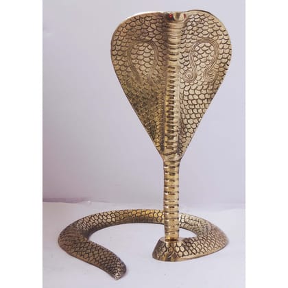Brass Naga Dev For Shivling � Decorative Worship Snake, 12 Inch, Height : 12 Inch (ZMAS299 I)