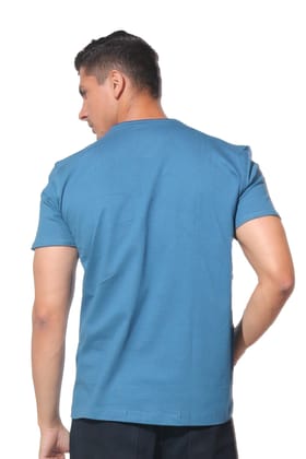 Kinnko Premium Cotton Mens Printed T-Shirt  Steel Blue