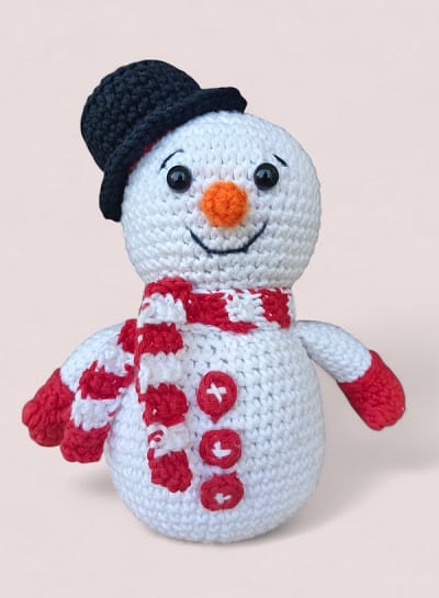White Snowman Crochet Toy