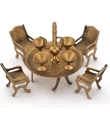 Fashion Bizz Dining Table Chair Maharaja Set| Brass King Set| Table Decor Decorative Showpiece - 13 cm