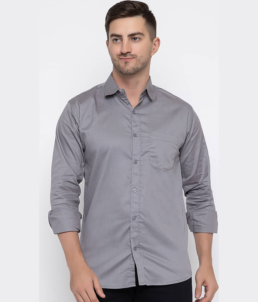 MODERNITY Cotton Blend Regular Fit Solids Full Sleeves Men's Casual Shirt - Grey ( Pack of 1 )