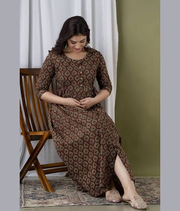 Nevisha Style Brown Cotton Maternity Kurta