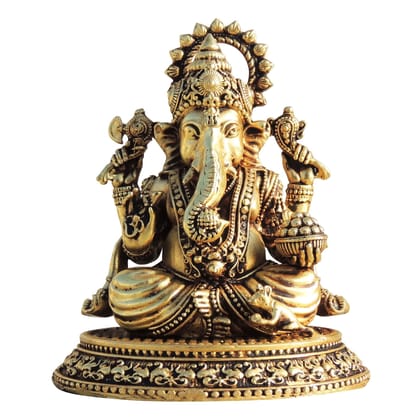 Brass Showpiece Ganesh Ji God Idol Statue, Made From Machine (BSMAS1703 G)