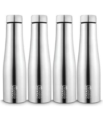 Classic Essentials Stainless Steel Puro Water Bottle, Silver Stainless Steel Water Bottle 1000 mL ( Set of 4 )