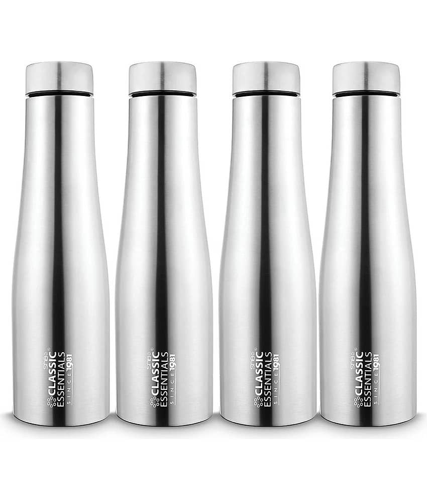 Classic Essentials Stainless Steel Puro Water Bottle, Silver Stainless Steel Water Bottle 1000 mL ( Set of 4 )