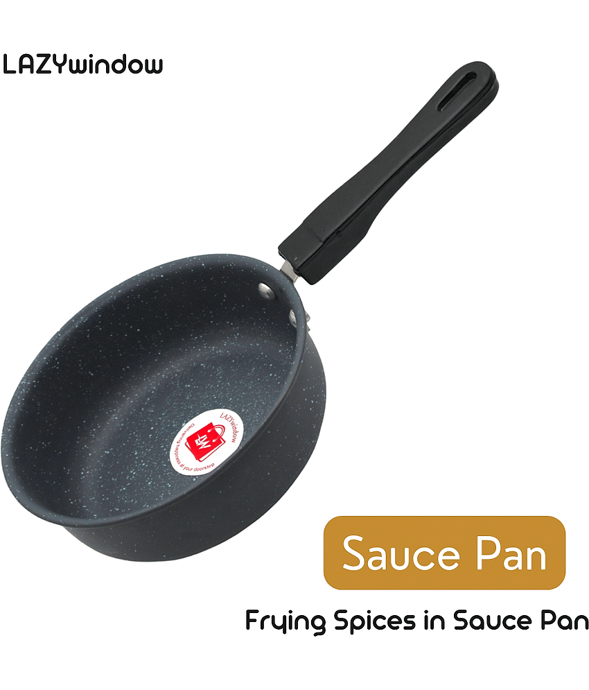 LAZYWINDOW Baby Sauce Pan Grey Hard Anodised Non-Stick Cookware Sets ( Set of 1 )