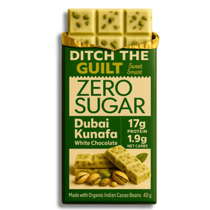 Dubai Kunafa Cheese Cake • 17g protein • Sugar Free Dark Chocolate • 40g bar