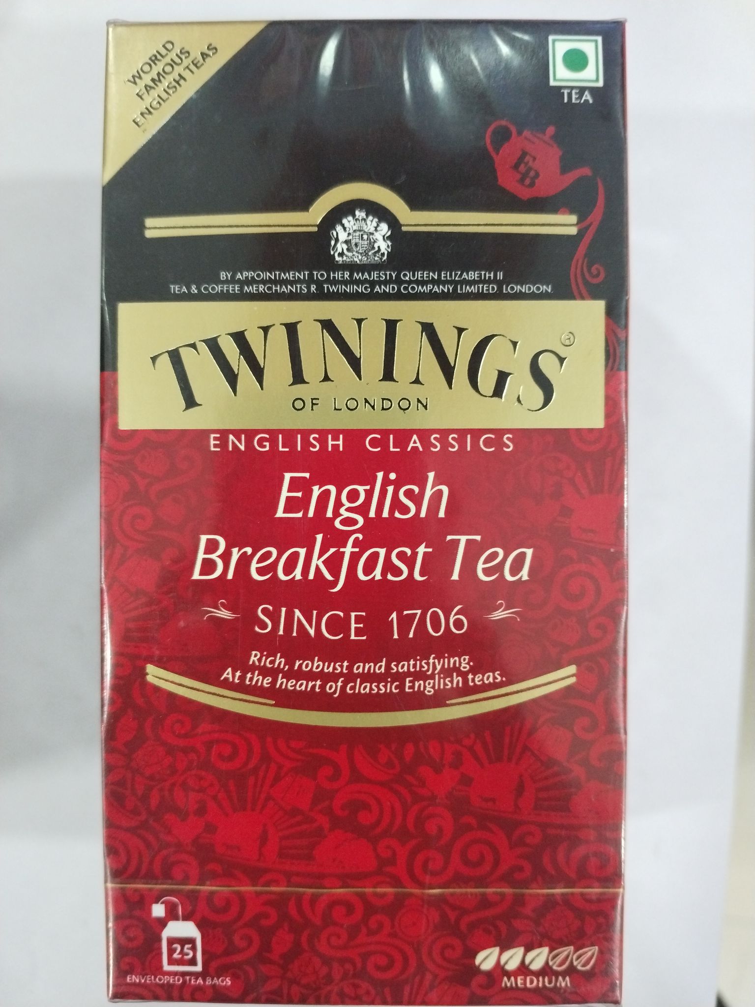 Twinings London English Breakfast tea Medium 25teabags x 2g 