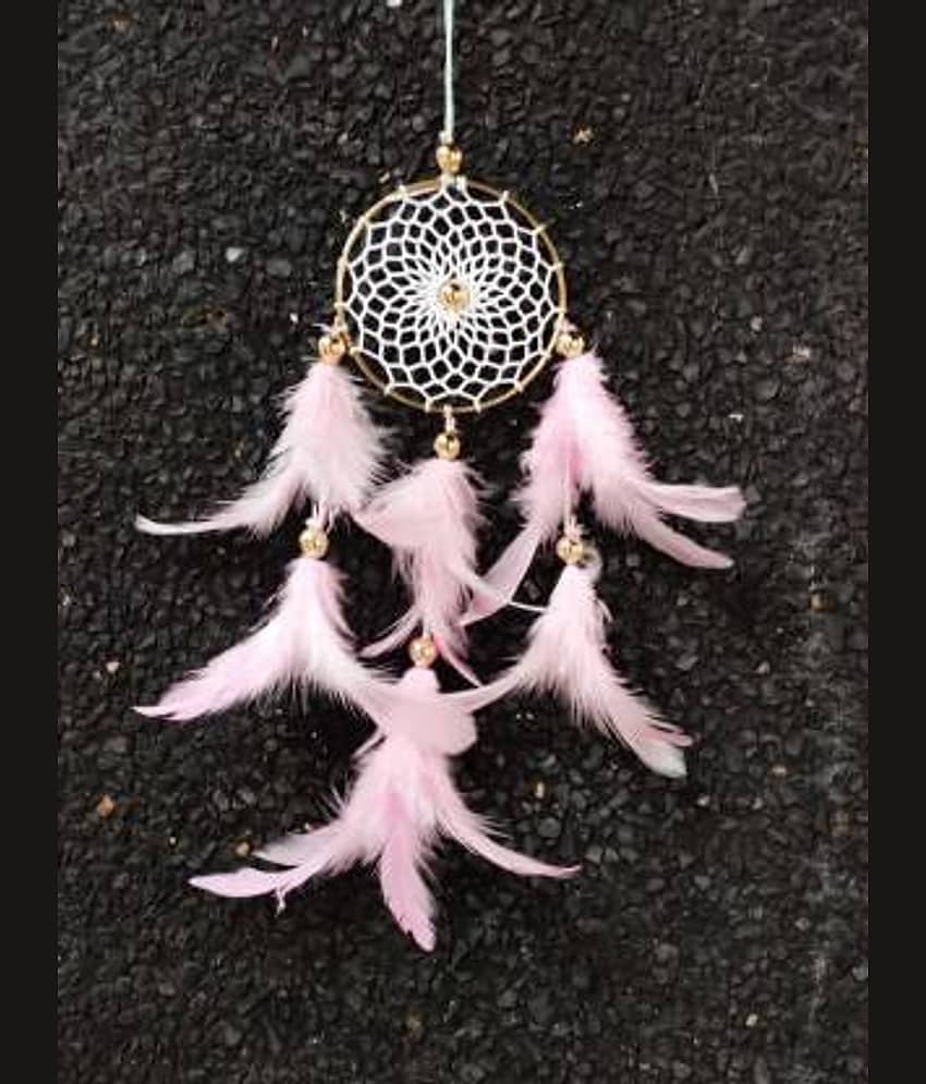 new lucky Feather Pink Dream Catcher - Pack of 1 ( X cms )