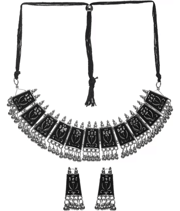 PUJVI - Black Alloy Necklace Set ( Pack of 1 )