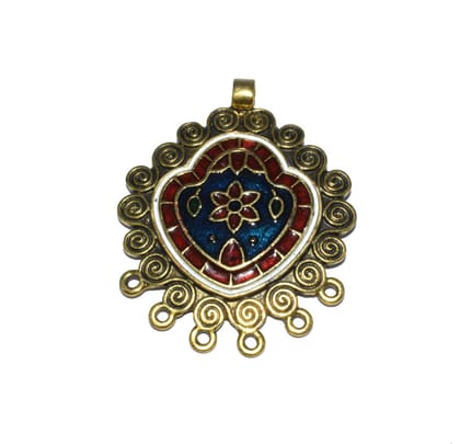 Gold Plated Enamelled Metal Pendant ,(58 MM) , BWEP-146-One Pcs / 58 MM / Gold