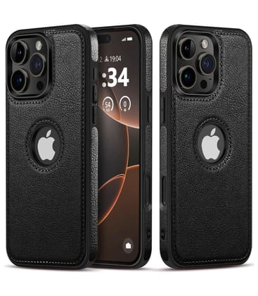 LIRAMARK PU Leather Flexible Back Cover Case Designed for iPhone 16 Pro Max