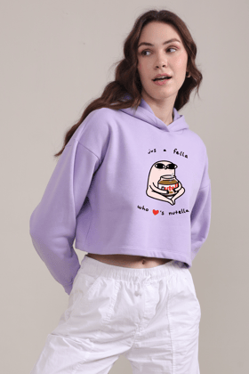 Just A Fella Who <3's Nutella- Crop Hoodie-L