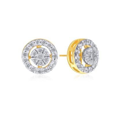 Senco Gold Spherical Perfection Diamond Studs (1.5 gram / 0.15 Ct / HI-SI / 18K Yellow Gold)