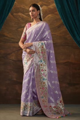 Purple Woven Paithani Silk Saree