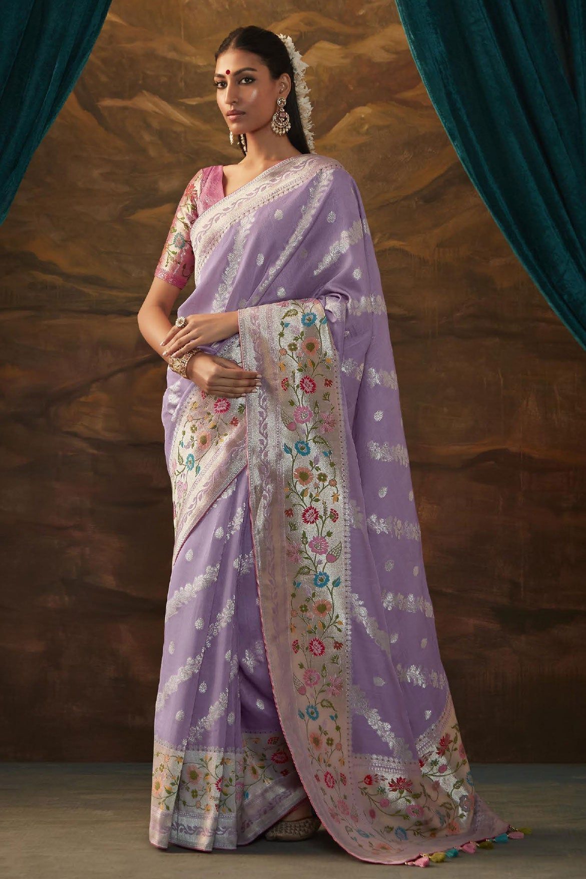 Purple Woven Paithani Silk Saree