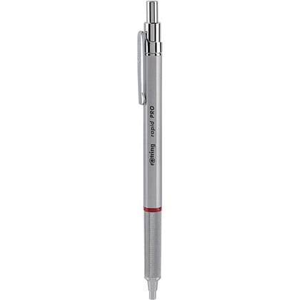 Rotring Rapid Pro Silver Retractable Ball Point Pen,Metal Body,Hexagonal Barrel,Push-Button Cap,Non-Slip Metal Knurled Grip.