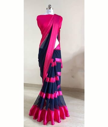Sitanjali Satin Printed Saree Without Blouse Piece ( Pink )