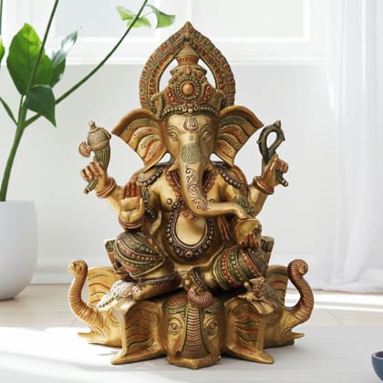 Brass Showpiece Ganesh Ji God Idol Statue (BSMAS424)