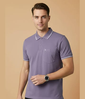 UNIBERRY Men Cotton Blend Regular Fit Solid Polo T Shirt ( Lavender )