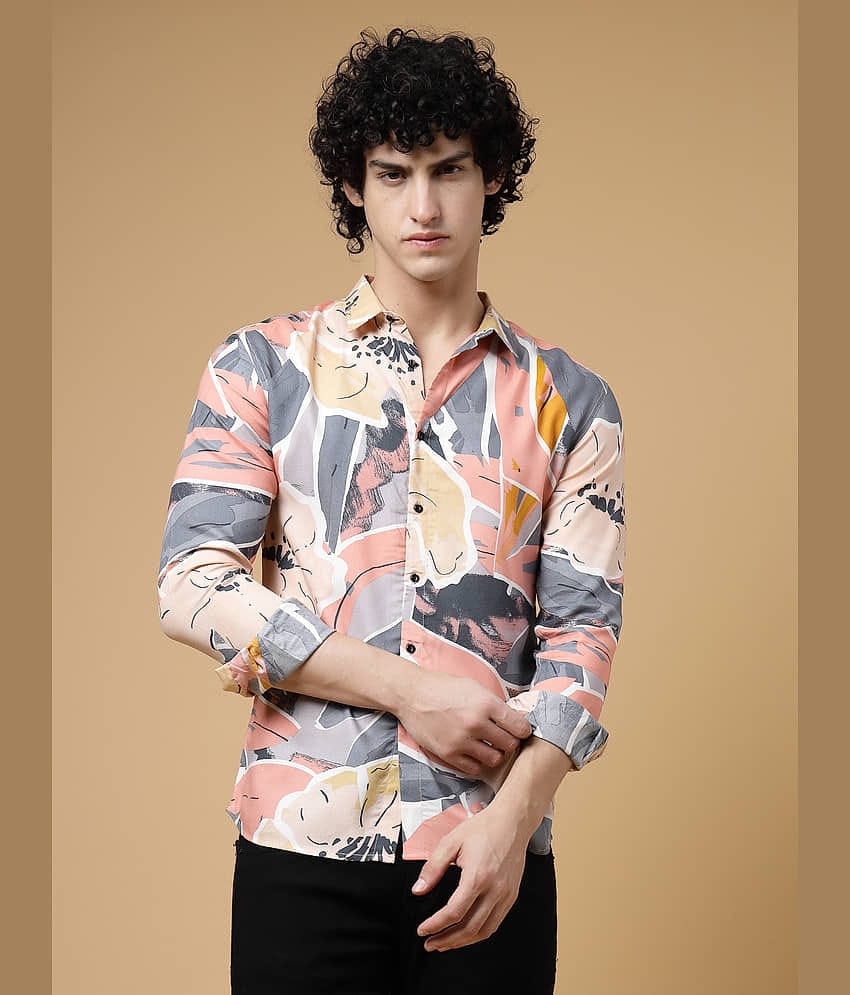 Rigo Rayon Slim Fit Printed Full Sleeves Men's Casual Shirt - Blue ( Pack of 1 )